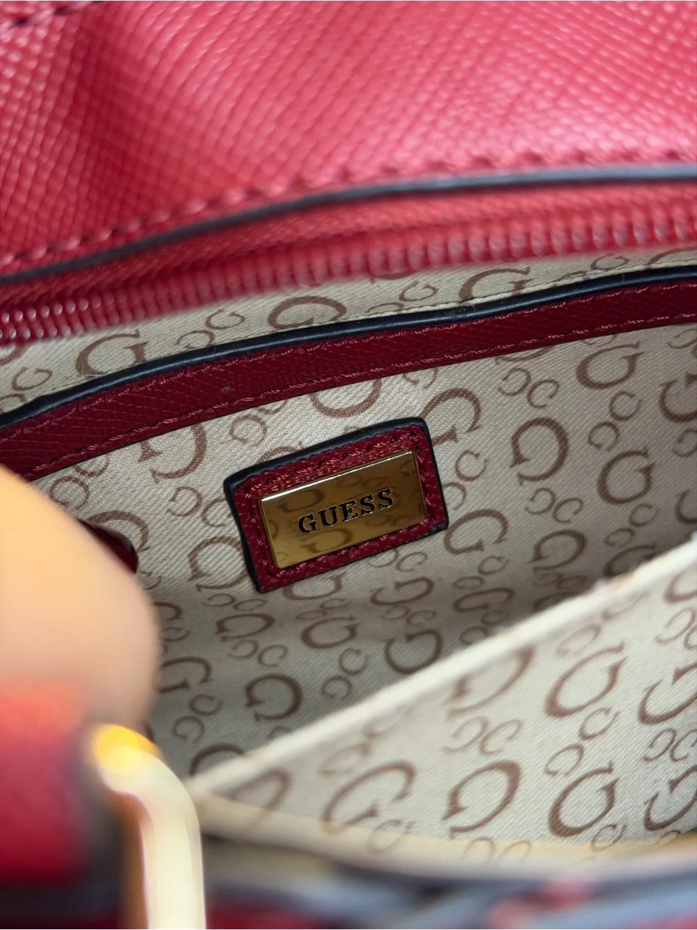 GUESS Burgundy Mini Satchel Crossbody Bag with Adjustable Strap